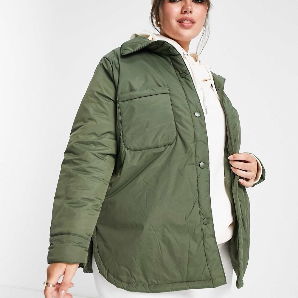 Violet Romance Plus padded shacket in khaki Size 20